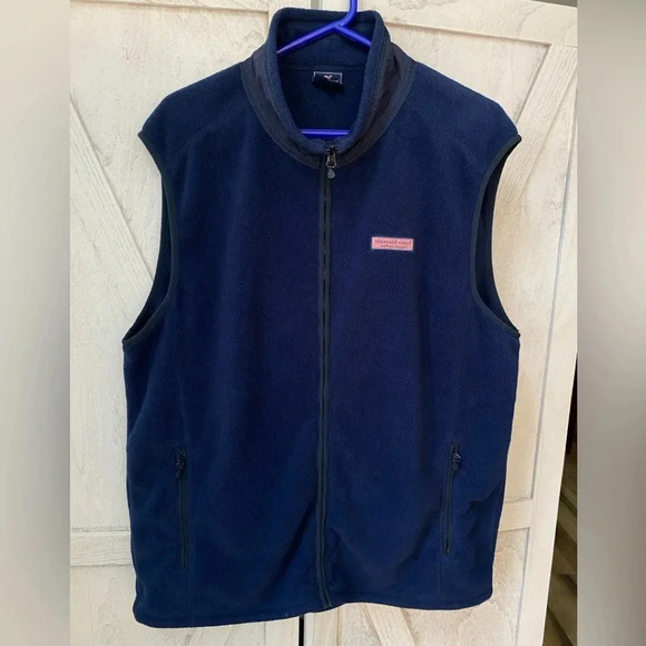 Vineyard Vines Men’s Tech Fleece Harbor Vest Navy Blue Full Zip Size XL Fall - Picture 7 of 8